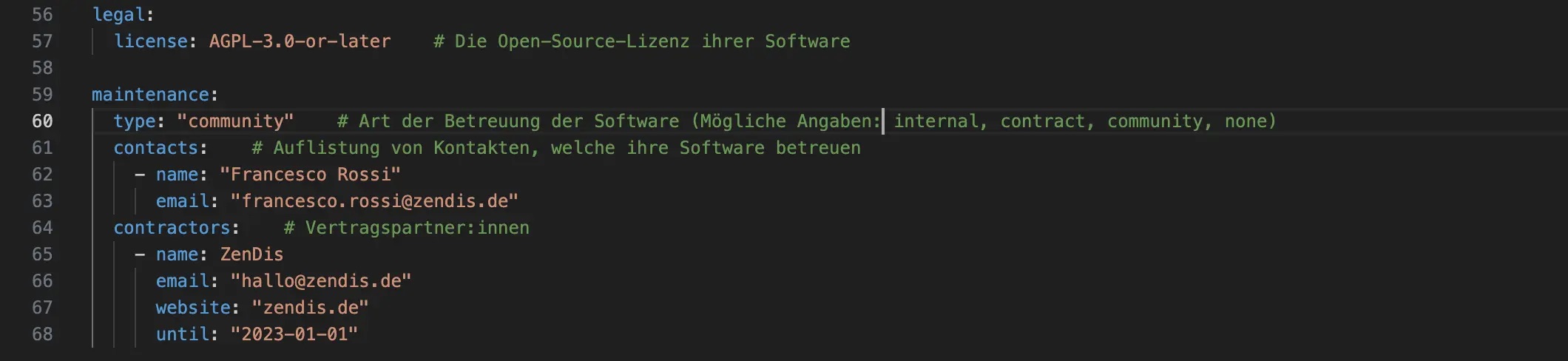 "Screenshot dazu, wie man die Sofrwaredatails einträgt"